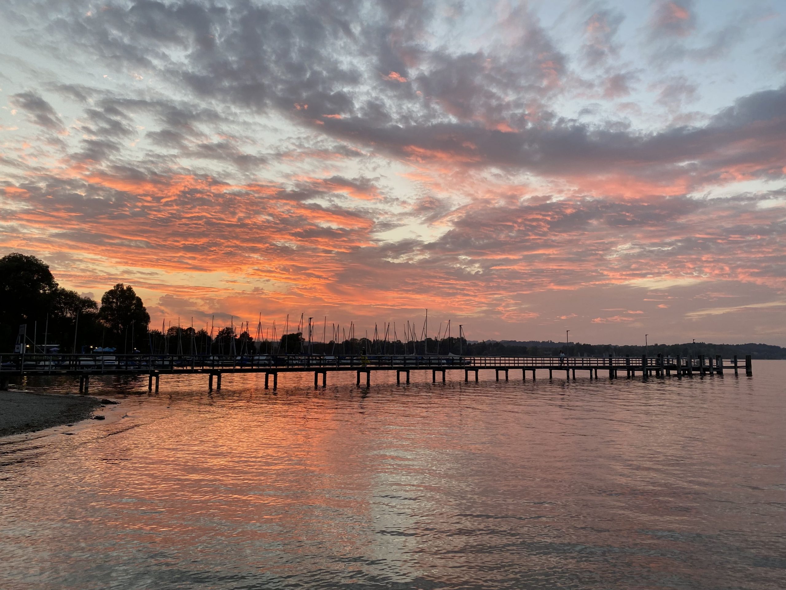 Steg mit lila Wolken